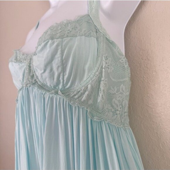 Free People Morning In Maine Slip blue lace mini dress lingerie M - Picture 6 of 12